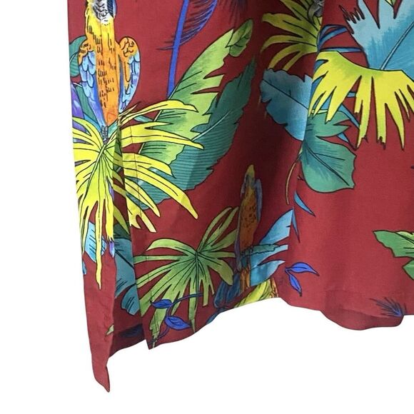 Barefoot Attitude Mens Size 3XL Button Up Shirt Parrot Tropical Red Burgundy - Picture 4 of 9